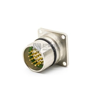 M23 Male Receptacle Flange Crimp  Mount