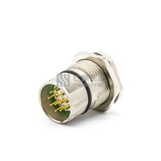 Alternative view of M23 Male Receptacle Bulkhead - Front Side Nut Crimp Mount