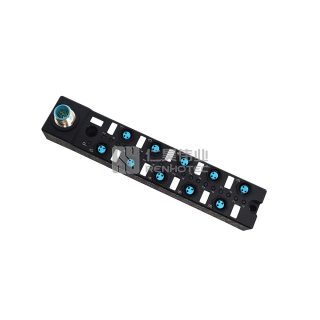 M8 Distribution Box 10-Port, Single Channel NPN, LED Indication, Wide Body M12 Pre-Made Interface