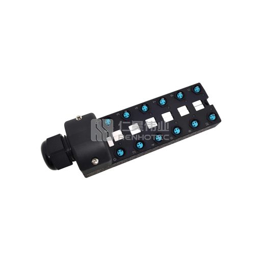 M8 Distribution Box 12-Port, Single Channel NPN, LED Indication, Wide Body PCB Interface with Junction Box - Image 4