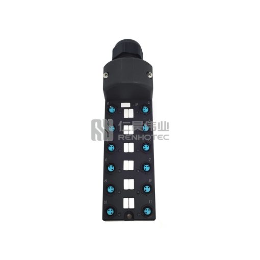 M8 Distribution Box 12-Port, Single Channel NPN, LED Indication, Wide Body PCB Interface with Junction Box - Image 3