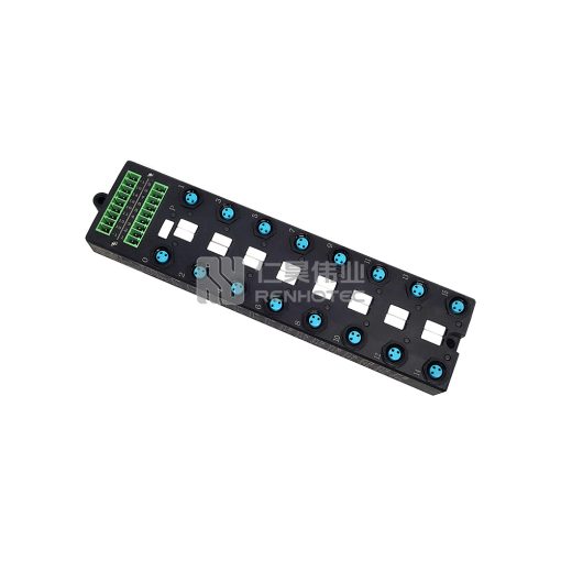 M8 Distribution Box 16-Port, Single Channel PNP, LED Indication, Wide Body PCB Interface
