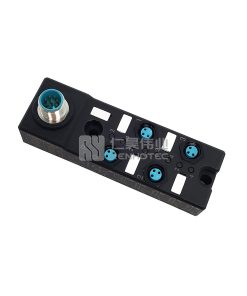 M8 Distribution Box 4-Port, Single Channel NPN, LED Indication, Narrow Body M12 Pre-Made Interface