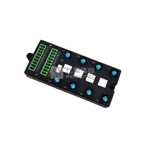 M8 Distribution Box 8-Port, Single Channel PNP, LED Indication, Wide Body PCB Interface