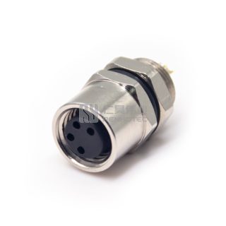 M8 Female Receptacle Bulkhead - Back Side Nut Solder Cup Mount