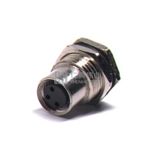 M8 Female Receptacle Bulkhead - Front Side Nut Through Hole Mount