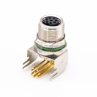 Alternative view of M8 Female Right Angle Receptacle Through Hole Mount with Metal Bracket