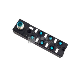 M8 Distribution Box 6-Port, Single Channel PNP, LED Indication, Narrow Body M12 Pre-Made Interface