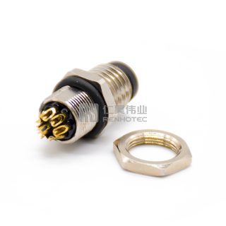 Alternative view of M8 Male Receptacle Bulkhead - Back Side Nut Solder Mount