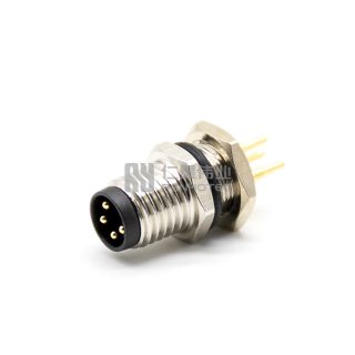 M8 Male Receptacle Bulkhead - Back Side Nut Through Hole Mount