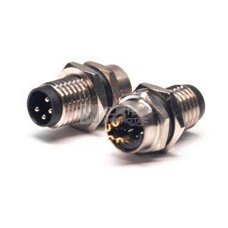 Alternative view of M8 Male Receptacle Bulkhead - Front Side Nut Solder Mount