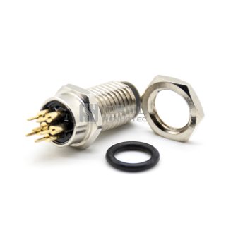 Alternative view of M8 Male Receptacle Bulkhead - Front Side Nut Through Hole Mount