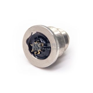 Alternative view of M9 Male Receptacle Bulkhead - Front Side Nut Solder Cup Mount