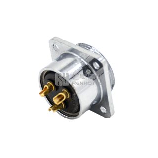Alternative view of GX20 4-Hole Flange Type Male Socket Threaded Panel Mount Solder Silver