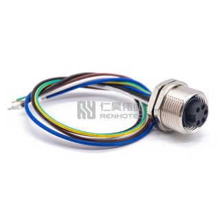 Alternative view of Mini Change 7/8"Socket Female Single Ended Power Cable Bulkhead Front Fastened with 18AWG Cable