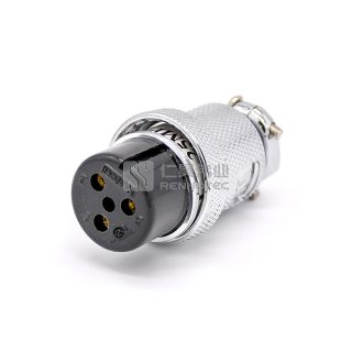 GX25 Standard Type Female Plug Threaded Cable Mount Solder Silver