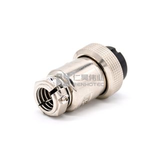 Alternative view of GX35 Standard Type Female Plug Threaded Cable Mount Solder Silver
