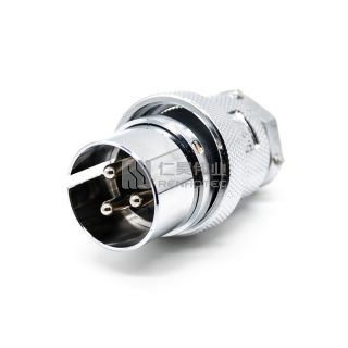 GX30 Reverse Type Male Plug Threaded Cable Mount Rear Solder Silver