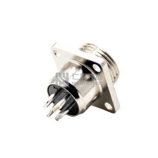Alternative view of GX12 4-Hole Flange Type Male Socket Threaded Panel Mount Solder Silver