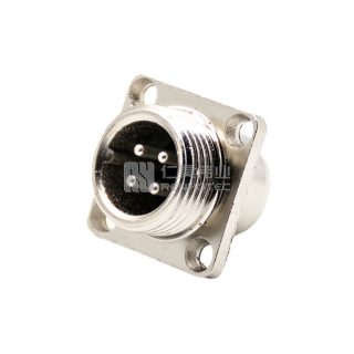 GX12 4-Hole Flange Type Male Socket Threaded Panel Mount Solder Silver