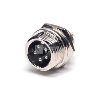 GX12 Standard Type Male Socket Threaded Cable Mount Solder Silver