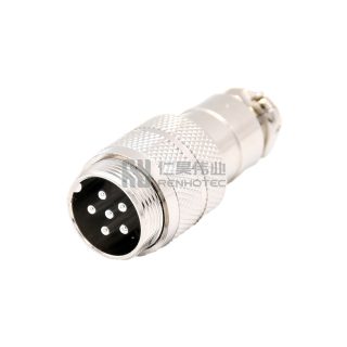 GX20 Butt-Joint Type Male Plug Threaded Cable Mount Solder Silver