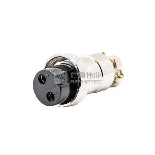 Alternative view of GX20 Standard Type Female Plug Threaded Cable Mount Solder Silver