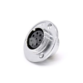 Alternative view of GX25 3-Hole Flange Reverse Type Female Socket Threaded Panel Mount Solder Silver