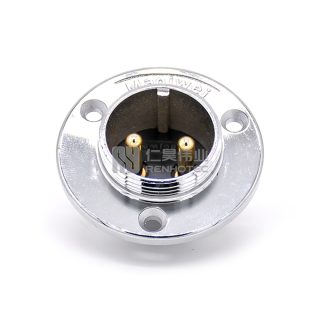 Alternative view of GX25 3-Hole Flange Type Male Socket Threaded Panel Mount Solder Silver