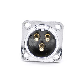 Alternative view of GX25 4-Hole Flange Type Male Socket Threaded Panel Mount Solder Silver