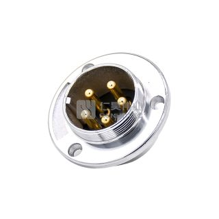 Alternative view of GX30 3-Hole Flange Type Male Socket Threaded Panel Mount Solder Silver