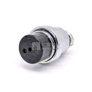 GX30 Standard Type Female Plug Threaded Cable Mount Solder Silver