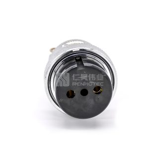 Alternative view of GX30 Standard Type Female Plug Threaded Cable Mount Solder Silver