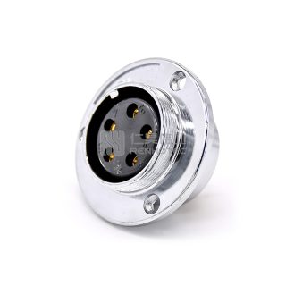 GX35 3-Hole Flange Reverse Type Female Socket Threaded Panel Mount Solder Silver