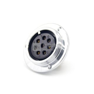 GX48 3-Hole Flange Reverse Type Female Socket Threaded Panel Mount Solder Silver