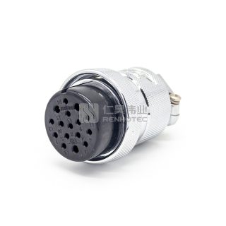 GX40 Standard Type Female Plug Threaded Cable Mount Solder Silver