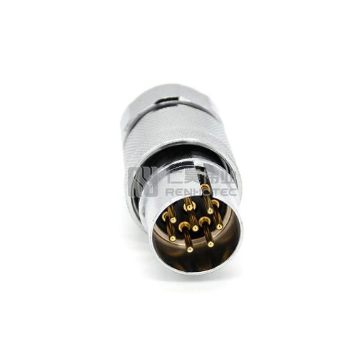 GX48 Reverse Type Male Plug Threaded Cable Mount Rear Solder Silver - Image 2