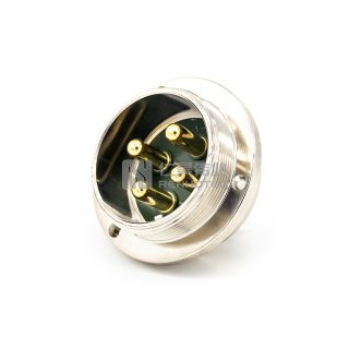 Alternative view of GX50 3-Hole Flange Type Male Socket Threaded Panel Mount Solder Silver