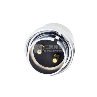 GX50 Reverse Type Male Plug Threaded Panel Mount Rear Solder Silver