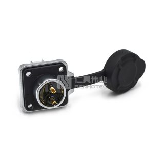 Alternative view of LP-12 Waterproof Circular Power Connector 2-Pin Female Socket Flange