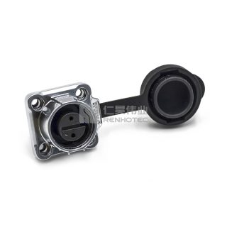 LP-12 Waterproof Circular Power Connector 2-Pin Female Socket Flange