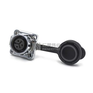 LP-12 Waterproof Circular Power Connector 3-Pin Female Socket Flange