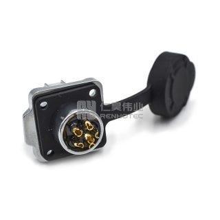 Alternative view of LP-12 Waterproof Circular Power Connector 6-Pin Female Socket