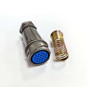 FQ24 Series 19-Pin Circular Flange Female Socket With Wire Spring Tail Attachment