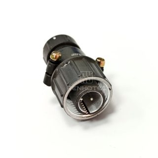 Alternative view of P16 Series 3-Pin Straight Male Cable Plug With Shielded Tail Attachment