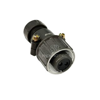Alternative view of P16 Series 2-Pin Straight Female Cable Plug With Shielded Tail Attachment
