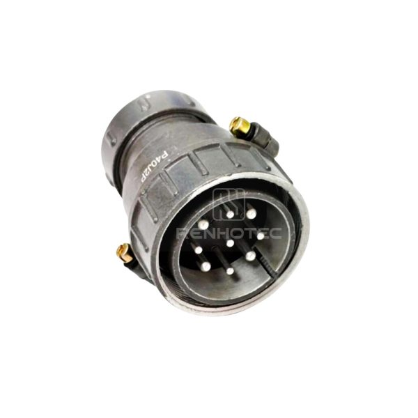 P40 Series 9-Pin Straight Male Cable Plug With Shielded Tail Attachment