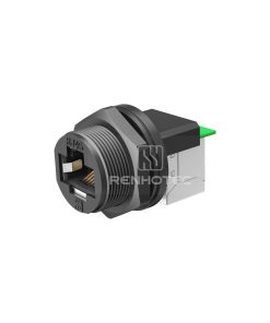 RJ45 90 Degree Rear Fastened Quick Lock Receptacle with Dual Port