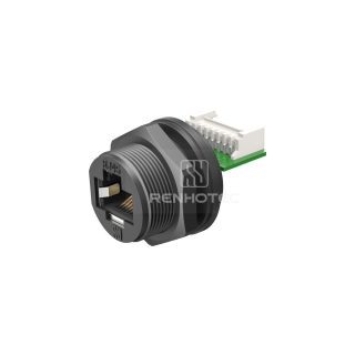 RHT-620-1011 Waterproof IP67 RJ45 8P8C Threaded Rear Fastened Panel Mount Receptacle with SP terminal