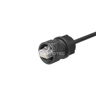 RHT-620-1021 Waterproof IP67 RJ45 8P8C Straight Male Threaded Overmolded Cable Plug